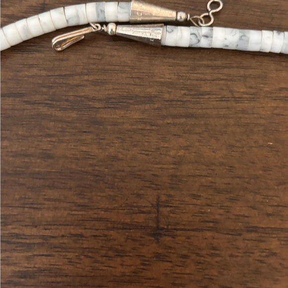 White Shell & Turquoise Necklace with Silver Accents - Picture 5 of 5